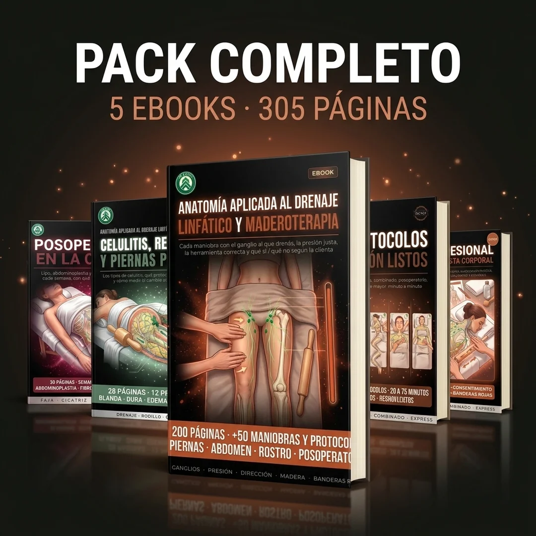 Pack Completo Anatomía Aplicada al Drenaje Linfático y la Maderoterapia: libro principal + 4 bonos